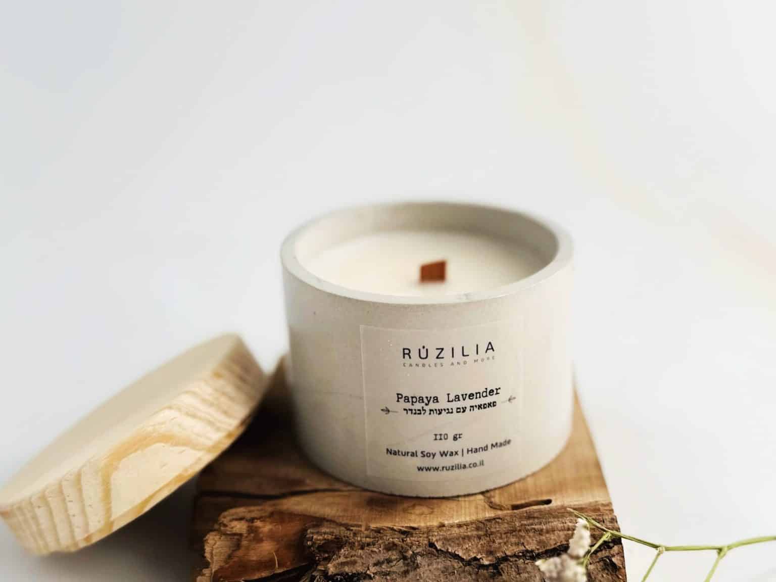 נר ריחני בכלי בטון